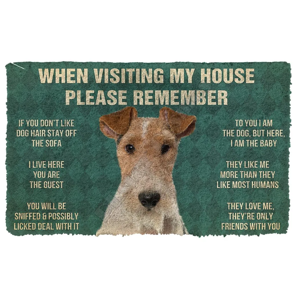 3D Please Remember Fox Terrier Dogs House Rules Doormat Non Slip Door Floor Mats Decor Porch Doormat