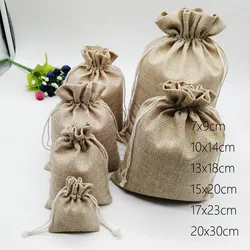 6 Stks/partij Jute Zakken Gift Koord Pouch Gift Box Zakken Verpakking Gift Linnen Tassen Sieraden Display Wedding Sack Jute zak Diy