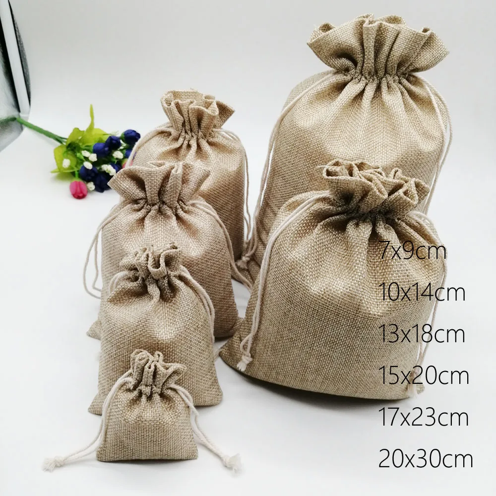 6szt/lot Torebki jutowe Torebka na prezenty ze sznurkiem Torebki na prezenty Torebki na prezenty Torebki na biżuterię Torebka ślubna Torebka jutowa Torebka Diy