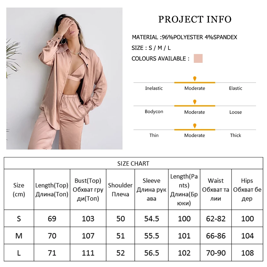 Hiloc Sexy Women Pajama Turn Down Collar Set Woman 3 Pieces Nightgown Trouser Suits Long Sleeve Satin Pajamas With Bra Nightwear