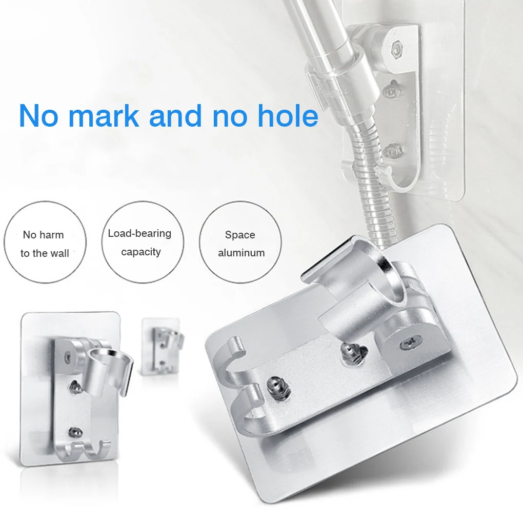 Aluminium Alloy Bathroom Adjustable Shower Head Base Showerhead Stand Bracket Hook Wall Mounted Bath Holder Accessories Stable