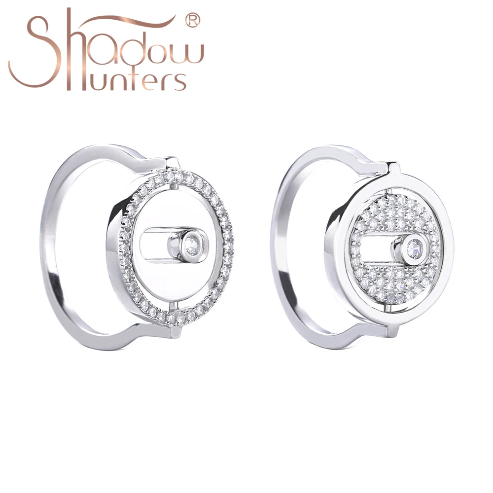 SHADOWHUNTERS Real 925 Sterling Silver Crystal Wedding Rings Lucky Move Stone Coil Europe Femmes Bijoux De Luxe High quality