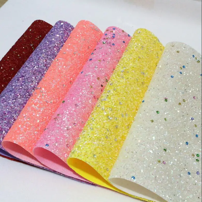 1PCS 21X29cm Glitter Synthetic Leather Faux Leather Fabric For Handmade Bags DIY Hairbows DIY Material