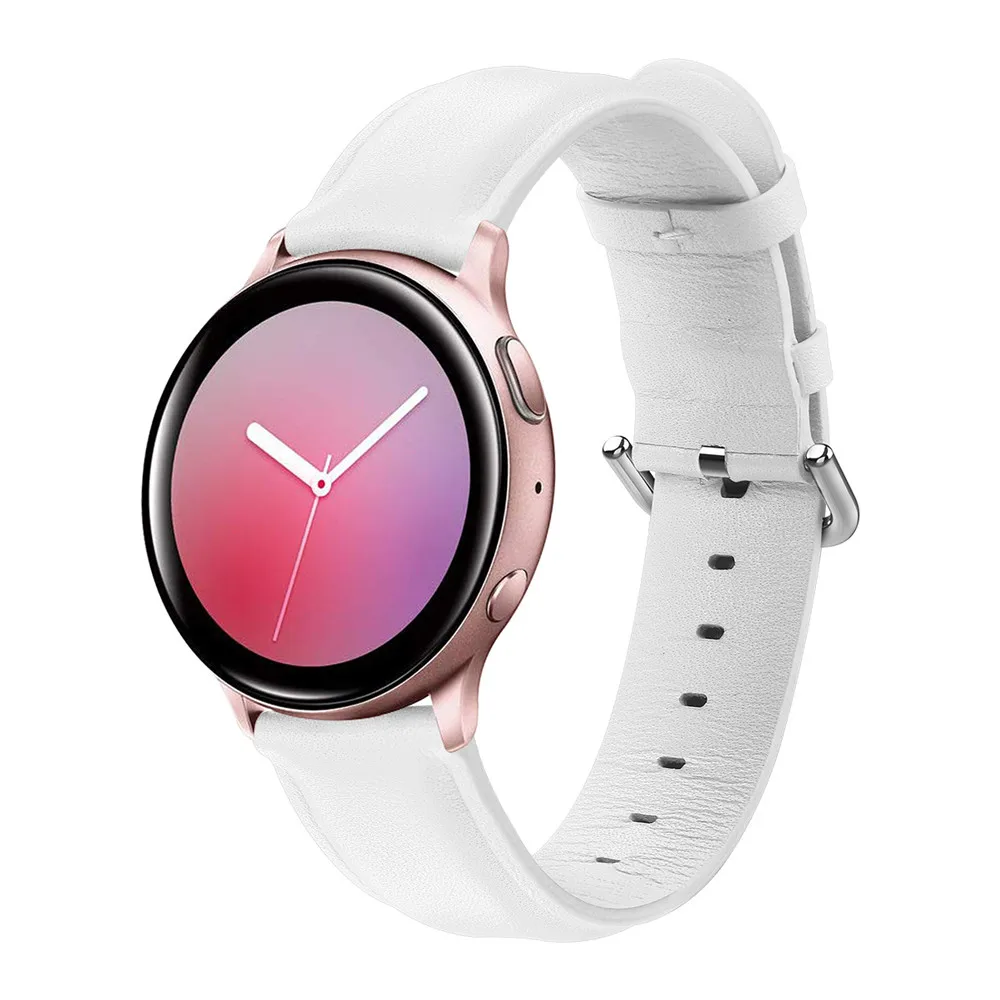 Correa de cuero genuino para reloj inteligente, accesorio deportivo de 20mm para samsung galaxy watch active 2, 40mm y 44mm
