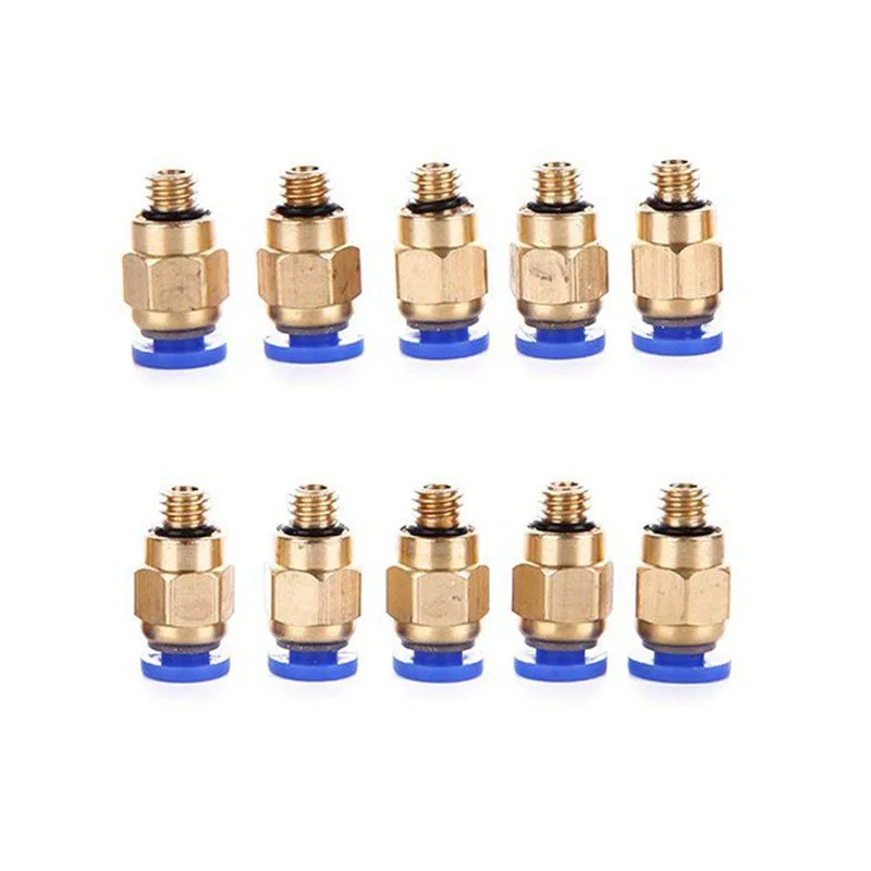 M6 Pneumatische Rechte Connector Messing Deel Voor MK8 Od 4Mm 2Mm Buis Gloeidraad M6 Feed Fitting Coupler Voor 3D Printers Onderdelen