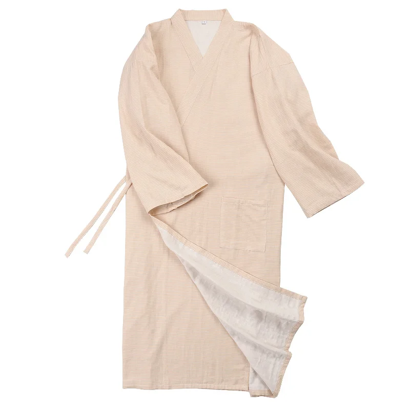 Japanese Traditional Retro Style Summer Robe Pajamas Soft Loose Cotton Man Bathrobe Kimono Hanfu Home Clothes Sleep Lounge Wear