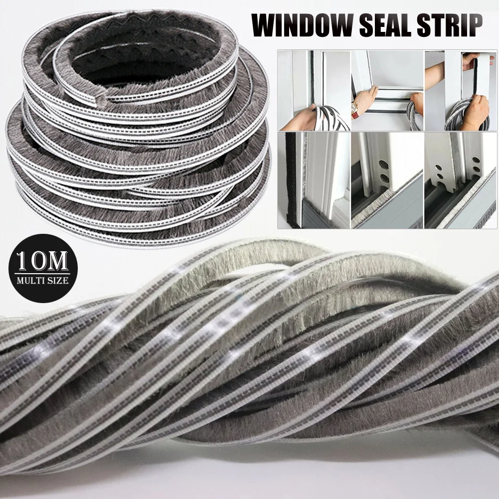 10m Hairy Seal Brush Pile Door Window Sliding Weather Strip Draught Excluder Noise Isolation For Studio Door Seal Bathroom Tape