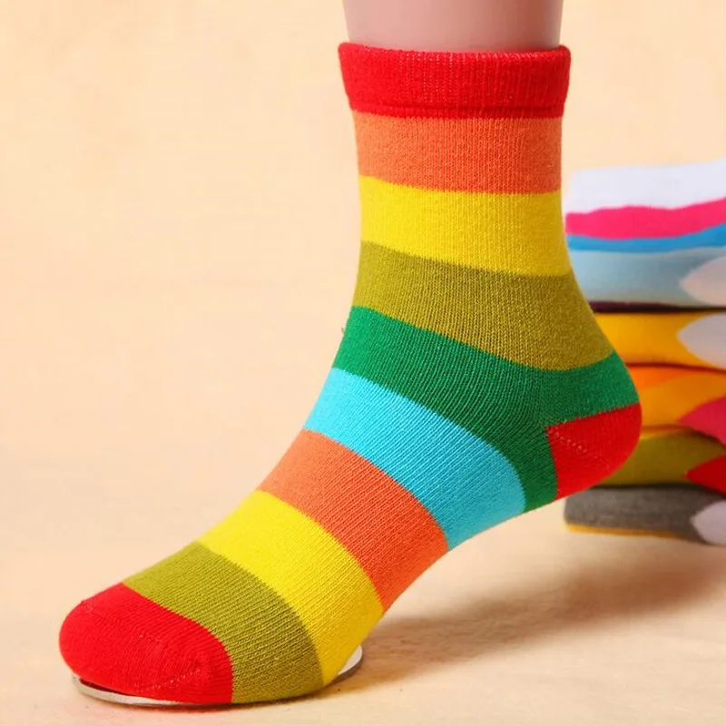 1 Pair Baby Girls Kids Socks Cotton Spring Autumn Children Warm Boys Striped Rainbow Kids Cheap Stuff Teenage Slippers