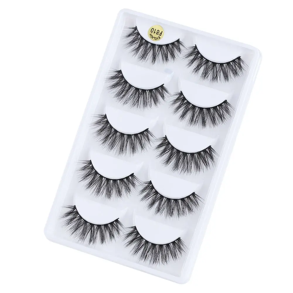 SKONHED  5 Pairs 3D Mink Hair False Eyelashes Thick Crisscross Eye Lashes Wispy Natural Volume Extension Tools Makeup