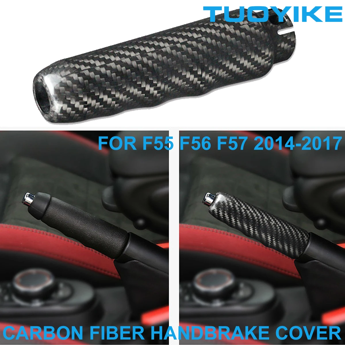 LHD RHD Car Styling Real Carbon Fiber Handbrake Cover Trim Panel Sticker Interior Part For BMW Mini Cooper F55 F56 F57 2014-2017