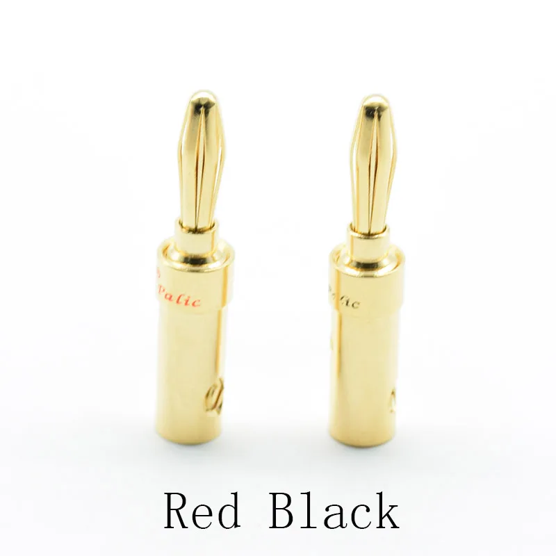 2pcs/1Red 1Black 4mm 4.5mm Budweiser Gold-plated Audiophile Speaker Banana Musical Speaker Cable Plugs Connectors adapter