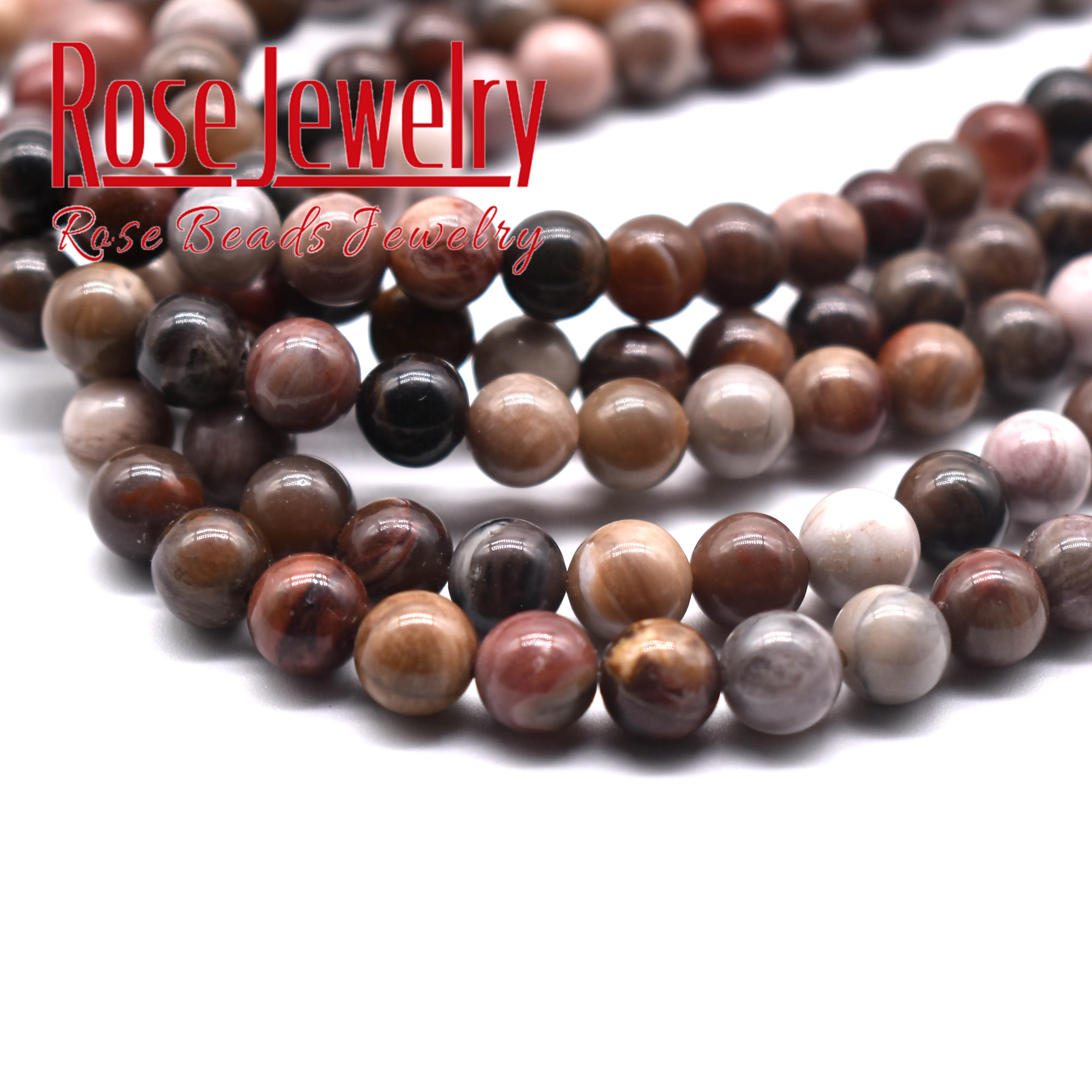 Wholesale Round Natural Petrified Wood Stone Beads 15\'\' Strand 6/8/10/12 mm For Jewelry Making DIY Bracelet Necklace Accessory