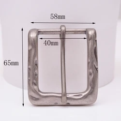 Mens Quality Heavy Solid Antique Silver Sturdy Prong Single Pin Metal Buckle Replacement For 40mm Strap 58*65MM