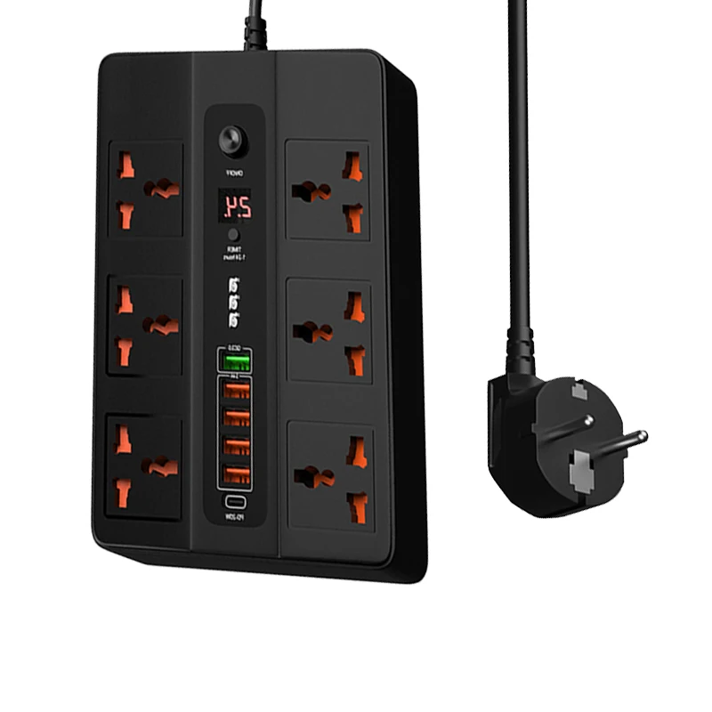

Smart Timing Power Strip 3000W 6 AC Outlets with 6 USB Charging Ports PD 3.0 QC3.0 USB Port 2M Extension cord Universal Socket