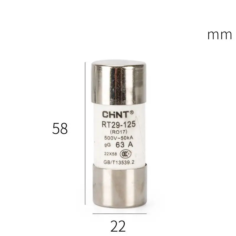 1PCS CHINT RT29-125 (RO17) 10A 16A 20A 25A 32A 40A 50A 63A 80A 100A 125A Fuse Link 22X58 Fuse Fusible Core