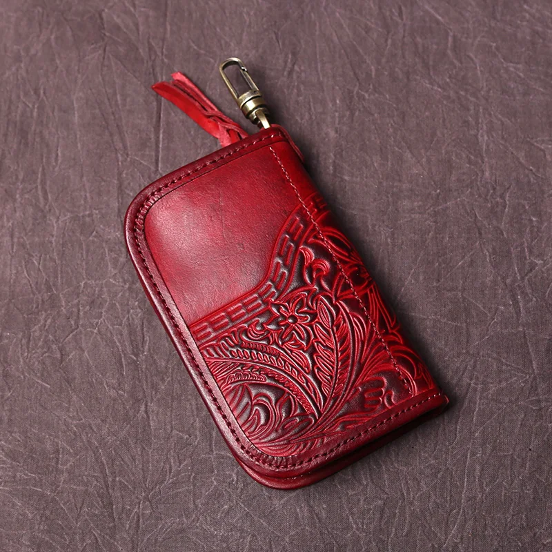 NZPJ männer Leder Schlüssel Tasche, Die Erste LayerOf Rindsleder, Damen Geldbörse, multi-funktionale Vintage Pflanzlich Gegerbtem Leder ID Tasche. – Detail 14