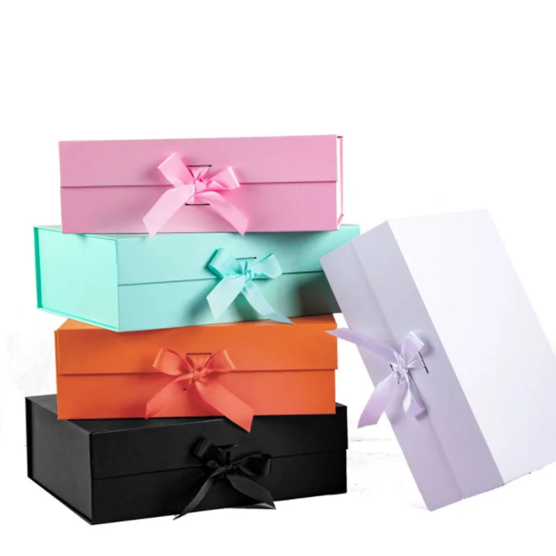 Large Size Pink Blue Parti Gift Box Luxury Gift Packaging Box with Ribbon Birthday Wedding Event Party Supplies Dropshipping