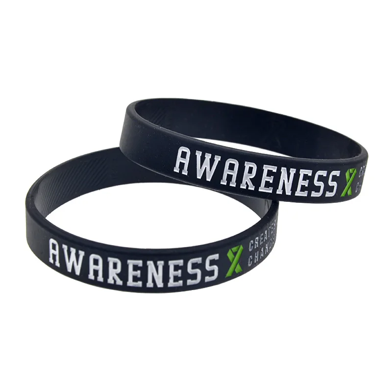 50 Pcs Liver Cancer Awareness Creates Change Silicone Bracelet Motivational Wristband Black