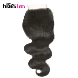 Human Hair Closure 4x4 Remy Brazilian Body Wave Closures Natural Hair Fashion Lady Middle Part Closure With Baby Hair