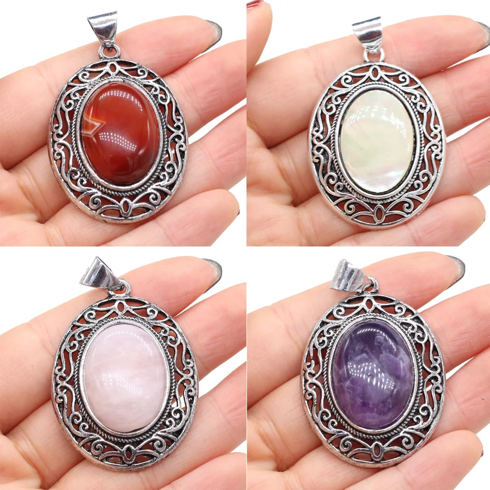 Natural Semi-precious Stone Pendants Lapis lazuli Amethyst Charms for Vintage Necklace Earrings Jewelry Gifts