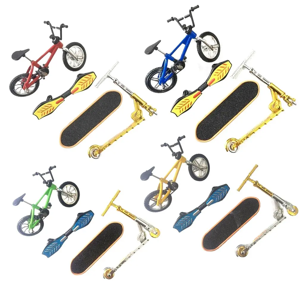 Finger Bicycle Alloy Bicycle Model Diecast Metal Finger Skate Board Toy Set Bicycle Skate Board Vitality Board Scooter Kids Toys