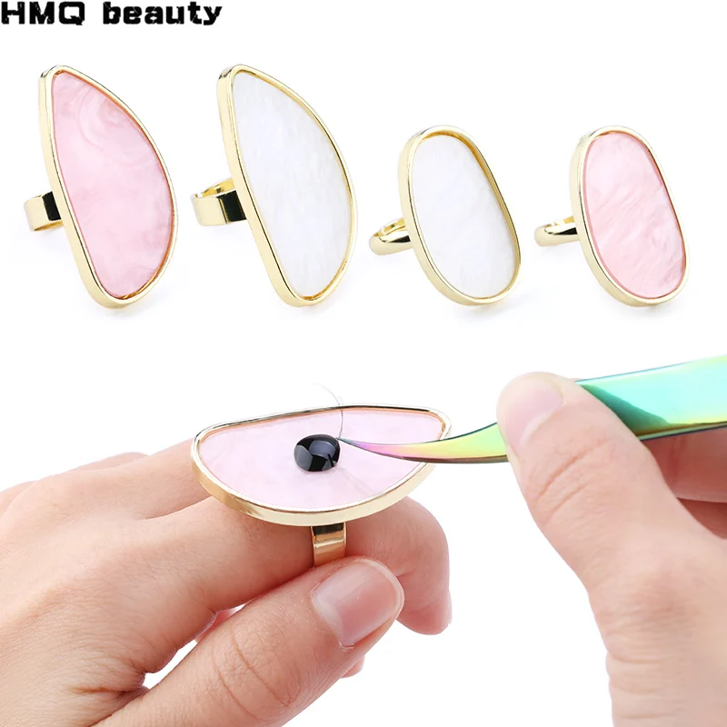 1Pc Eyelash Extension Ring Natural Shell Gold-plated Ring Glue Ring Single False Eyelash Glue Frame Eyelash Extension Tool