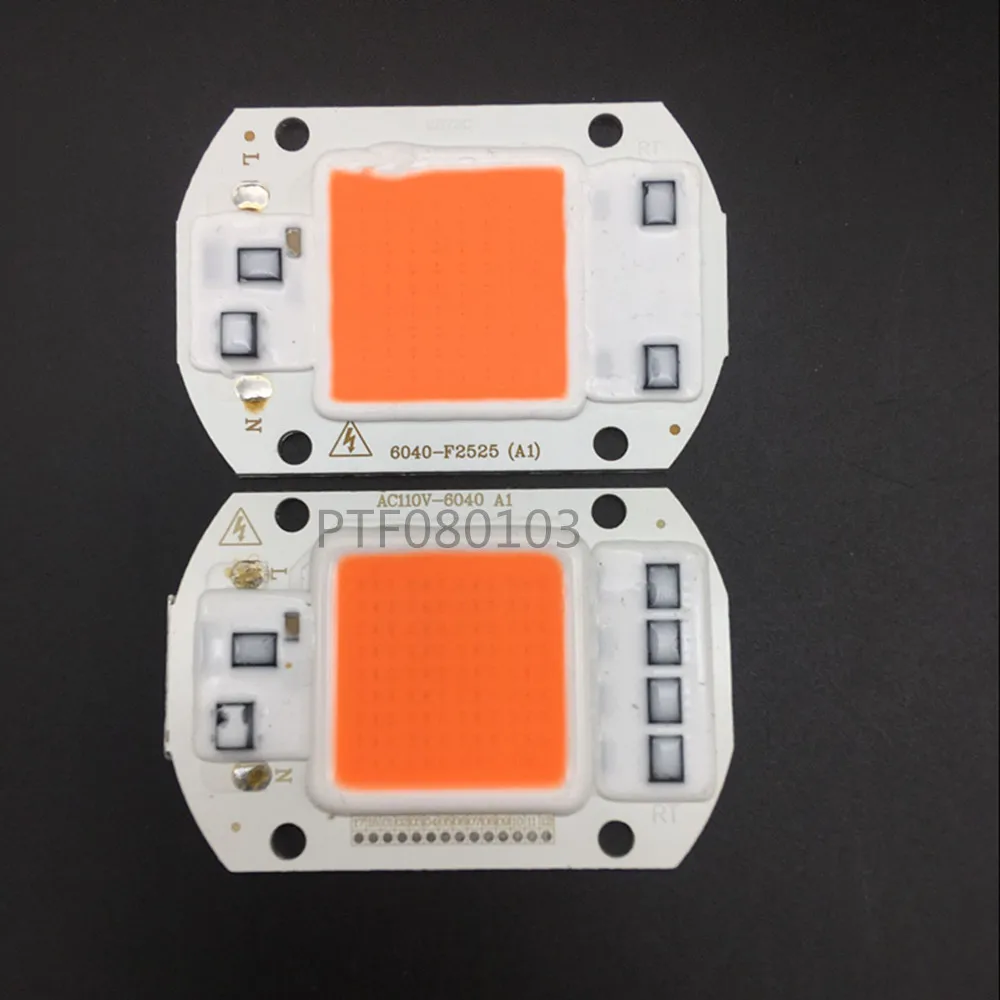 

10 PCS AC 110V 220V 20w 30w 50W 380NM-840NM Full Spectrum LED COB Chip, Integrated Smart IC Driver 220V 110V