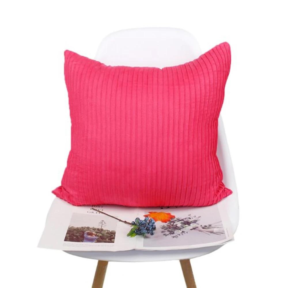Free Shopping Custom 40/45/50/55/60/65cm 8 Colors Polyester Suede Embroidery Vertical Stripe Cushion Cover HT-PSUEC-B