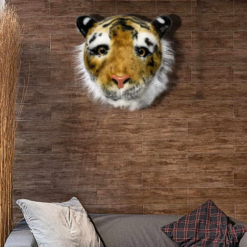 Jungle Animals Realistic Tiger  Animal Head For Wall Decoration Lifelike Stuffed For Hanging New Design Nursey Room Walltoy