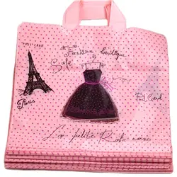 High-density Polythylene Eco-friendly Eiffel Tower Packaging With Handles 10pcs/lot 29*35cm Large Plastic Shopping Bags