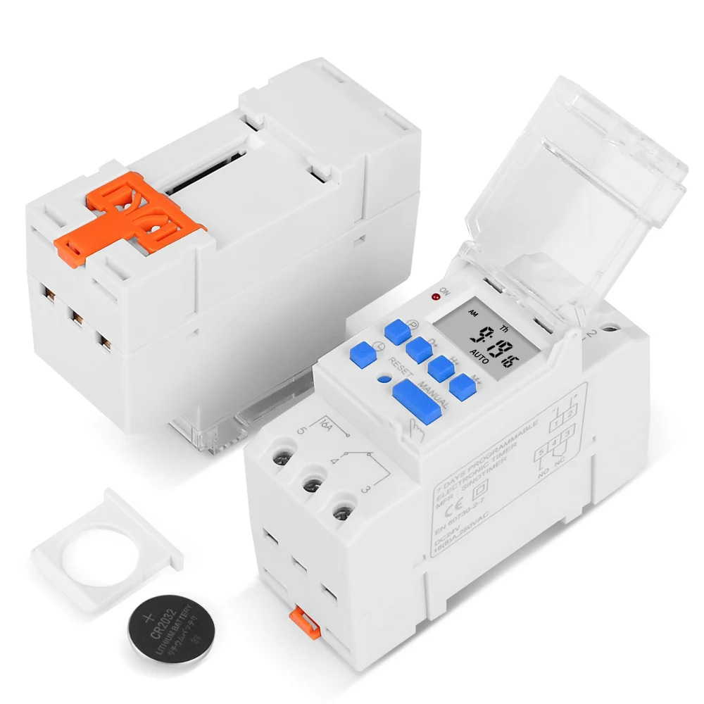 TM919A-3 DC 24V 16A Digital LCD Timer Time Relay Programmer for Pool Gate Sprinklers Control with 1NO/NC Replaceable Battery