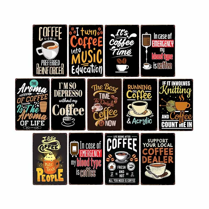 Cafe Drink Shop Vintage Decoration Moderno Poster Metal Plaque Signs Bar Pub Club Garage Retro Wall Art Decor Plates 20x30cm