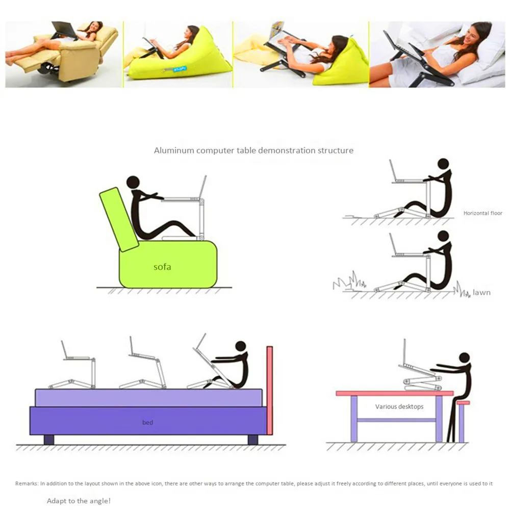 Suporte de refrigeração para mesa cp, portátil, altura ajustável, liga de alumínio, abs, notebook, suporte giratório, mesa de cama