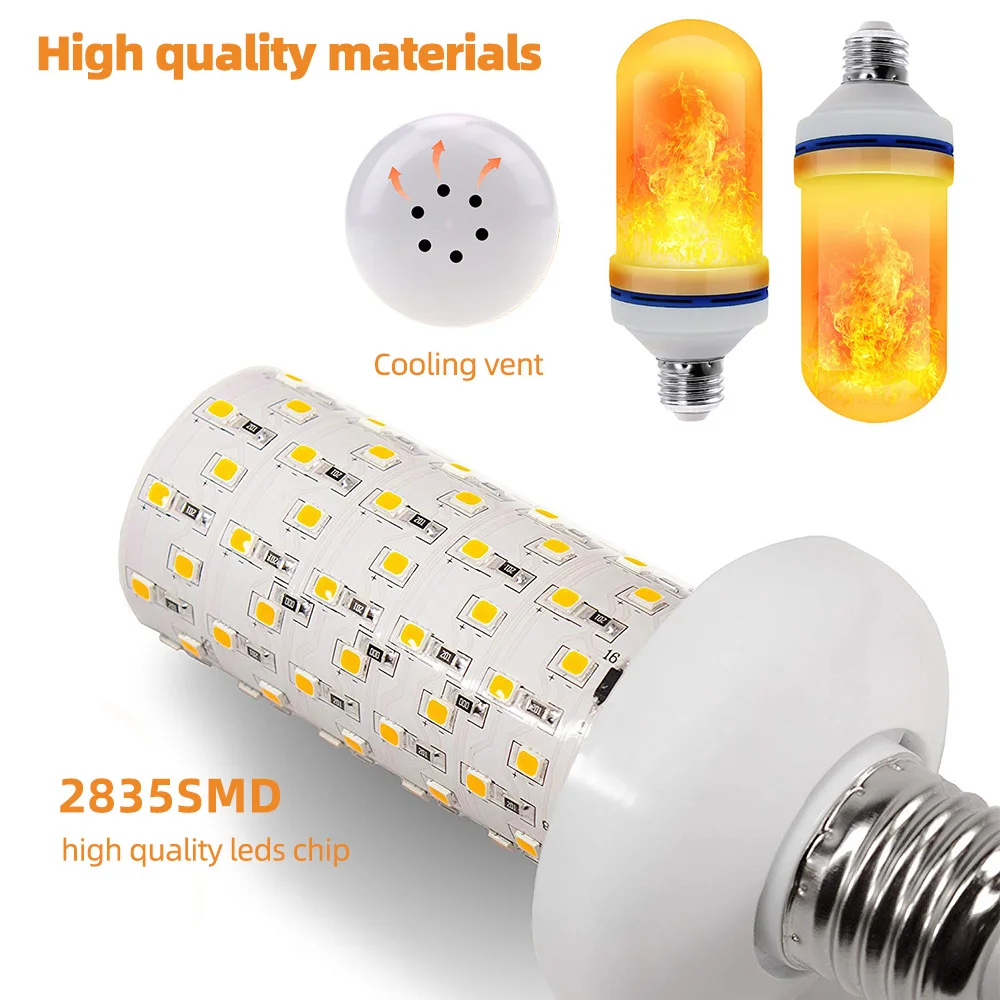 E27 Flame Bulb LED Dynamic Flame Effect Fire Light Bulbs Corn Bulb Creative Flickering Emulation Decor LED Lamp Lighting Lamp
