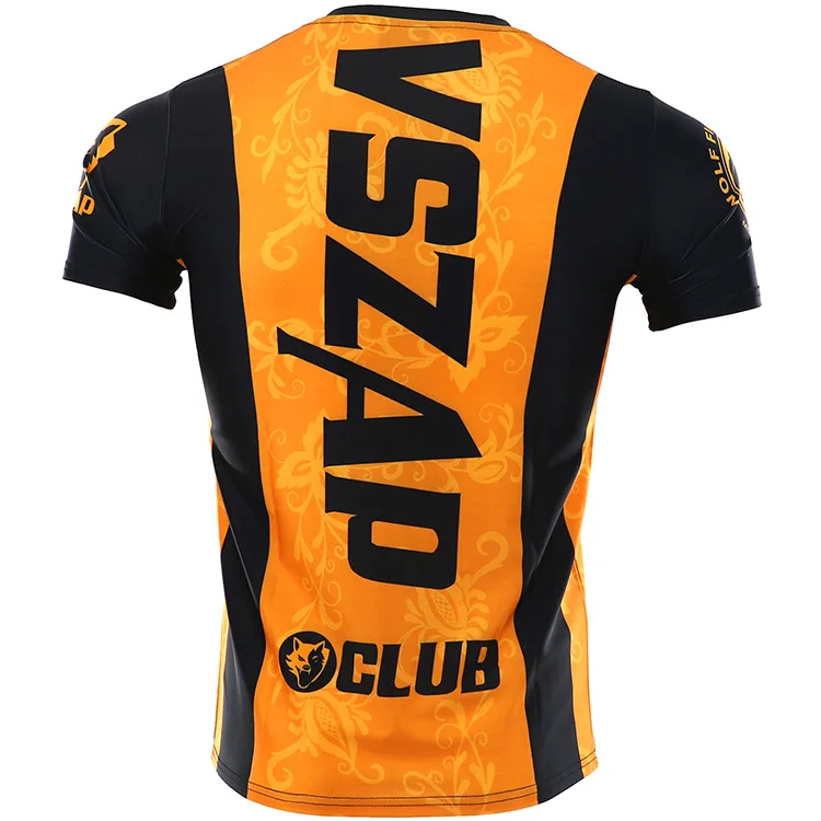 VSZAP Mma Rashguard Jiu Jitsu Fitness Kick Boxing T-shirt Muay Thai MMA męskie sportowe Sanda walki sztuki walki wiatr koszule