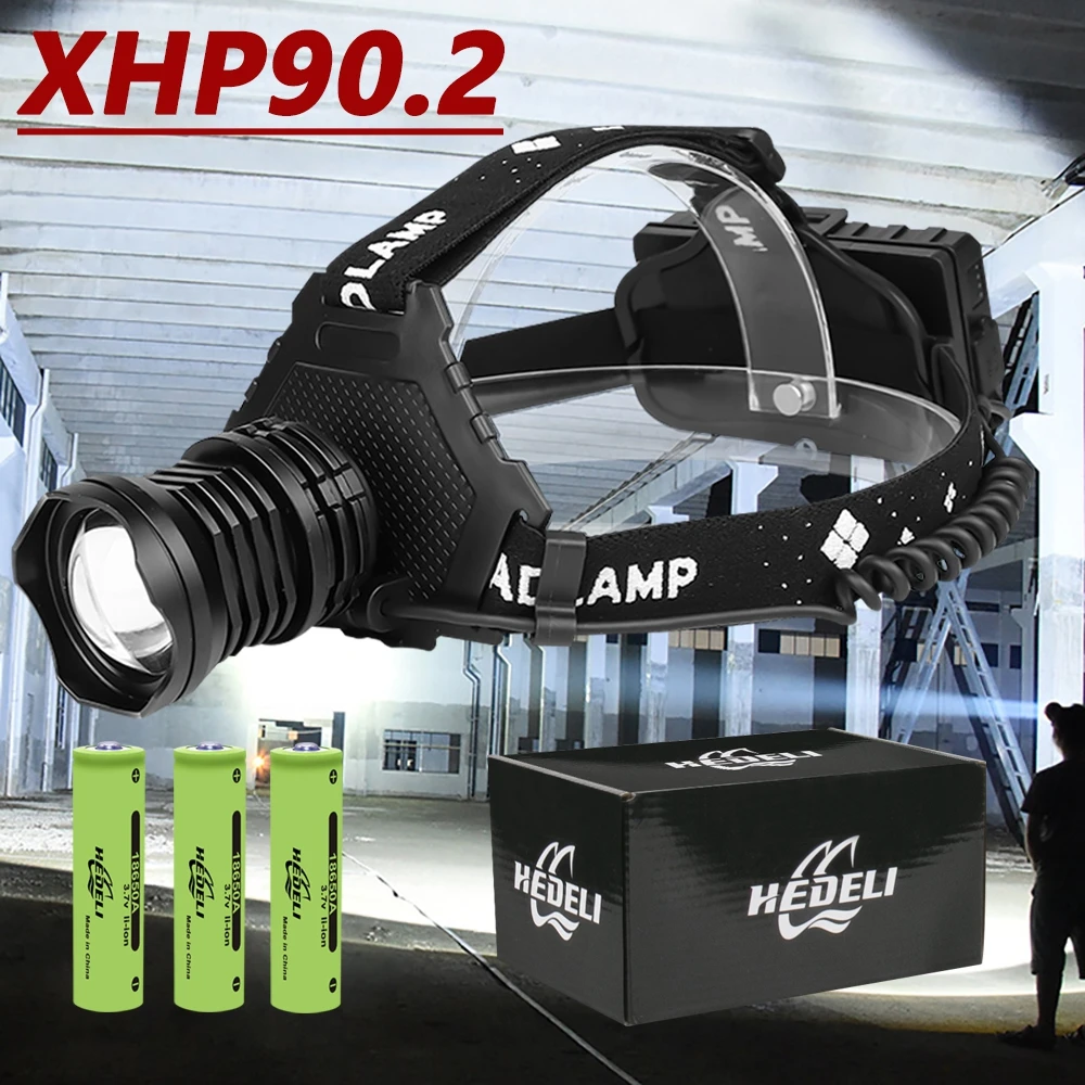 LED Headlight XHP90 Super Bright High Power Head Lamp Torch USB 18650 Rechargeable XHP70 Head Light XHP50 Zoom LED Headlamp