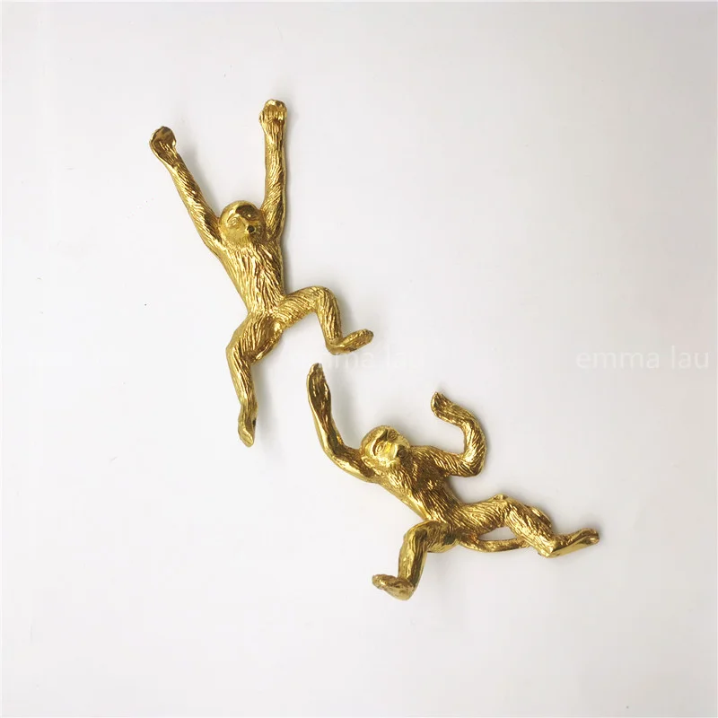 Lucky Monkey Shape Cabinet Door Handle Solid Brass Drawer Knobs Cupboard Pulls Single Hole Gold Kitchen Cabinet Handles