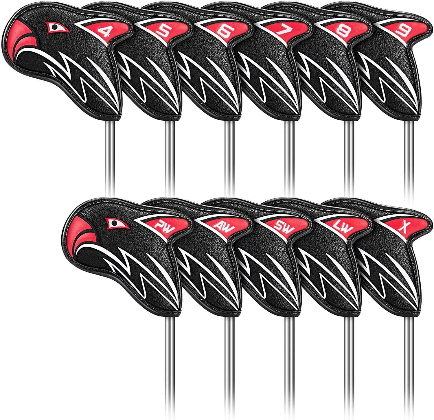 

Wosofe Golf Head Covers for Irons Set Fit Most Clubs Wedge Classic Black Pu Leather Water Resistant Durable Eagle free shipping