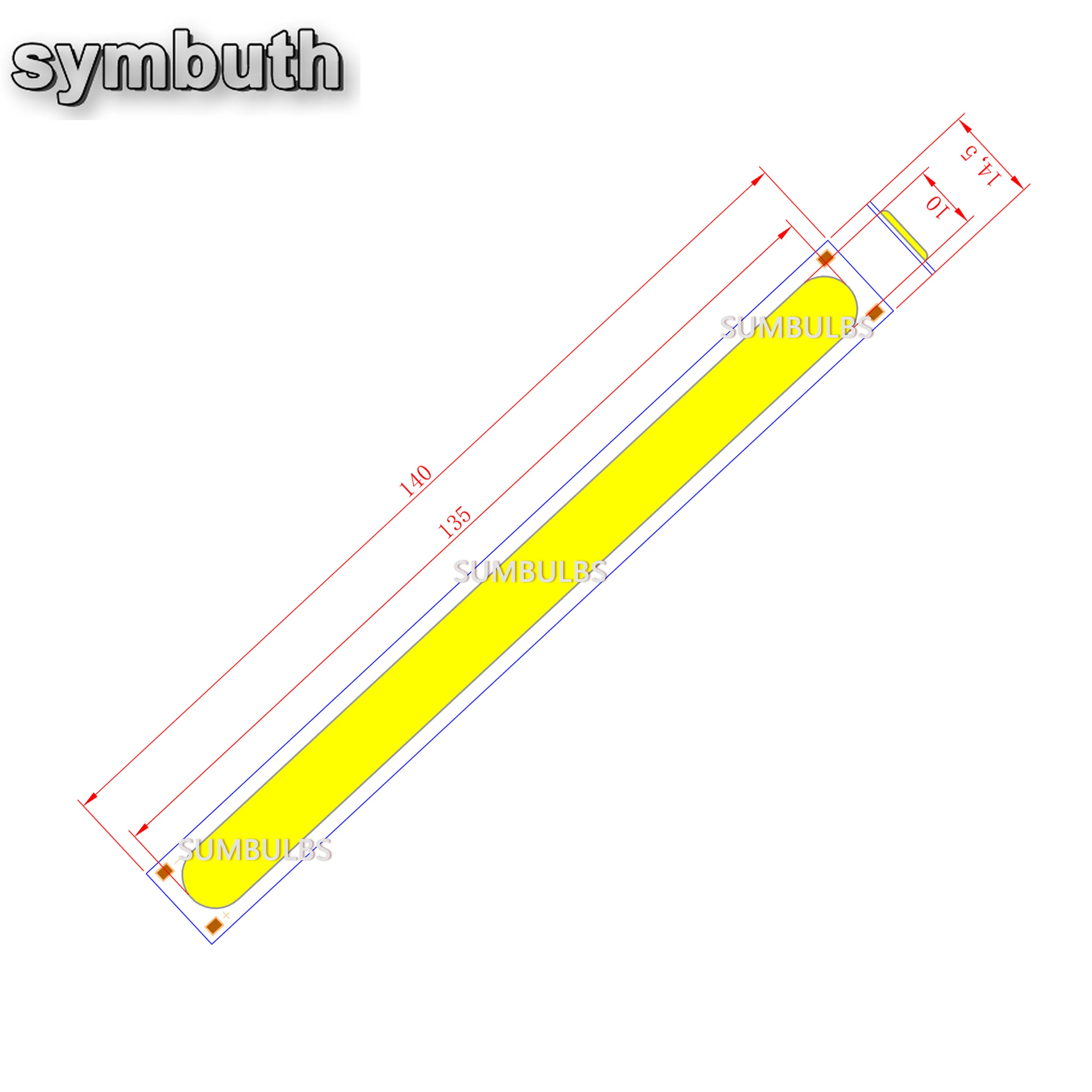 ใหม่140x14.5มม. 12V DC 6W แถบไฟ LED ขาวเย็น600lm cob แหล่งหลอดไฟชิปบนบอร์ดสำหรับ DIY