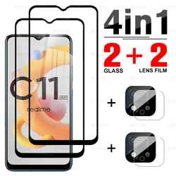 4in1 Protective Glass For Realme C11 2021 Full Cover Screen Tempered Glass For realmi c21 c25 c15 c3 c11 c 11 Camera Lens Film