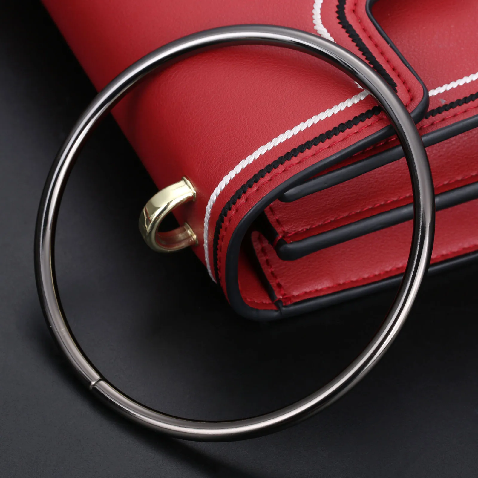 1Pc Metal Bag Round Handle DIY Handbag Purse Wallet CrossBody Bag Ring Inner diameter 10cm Gold Silver Black Handmade Fashion