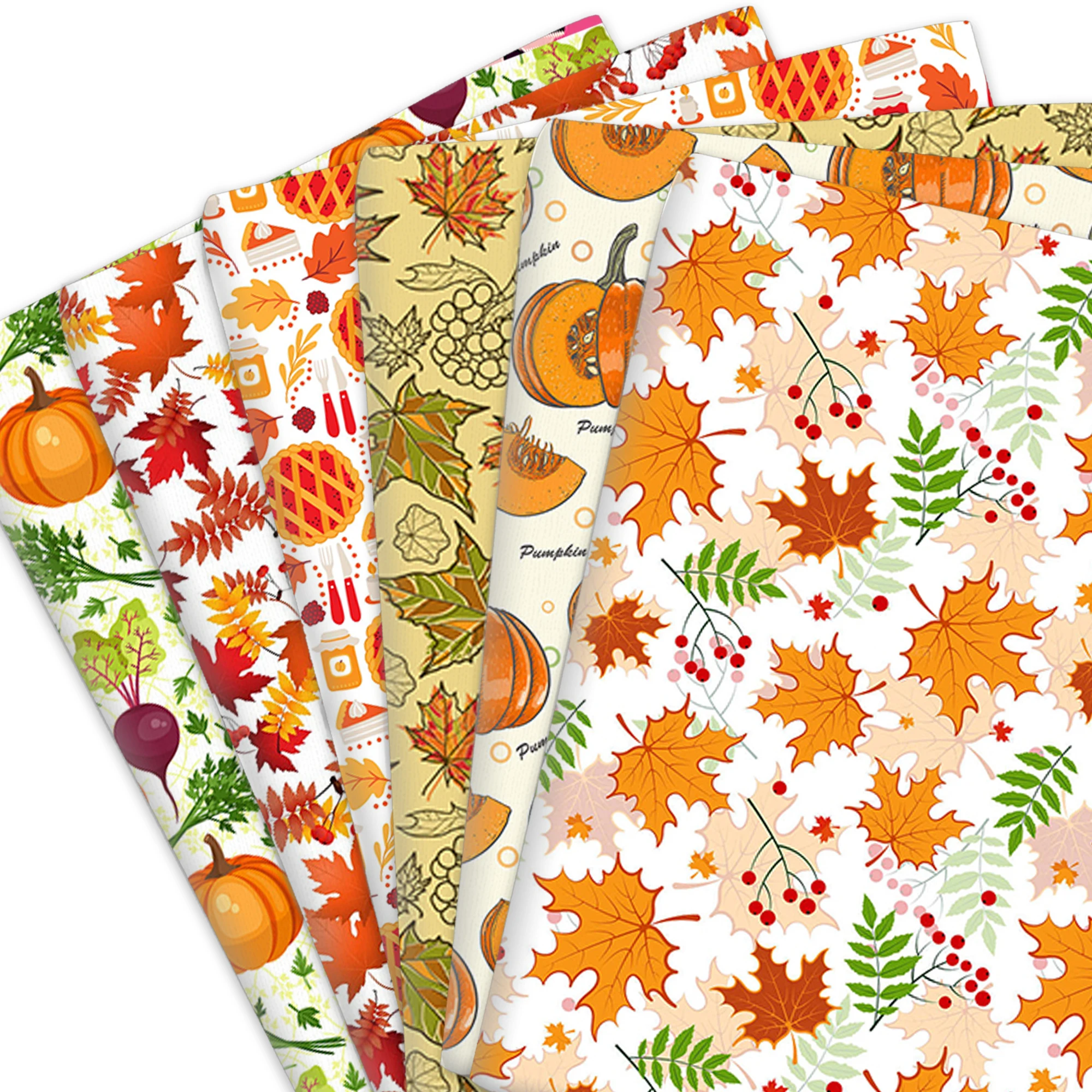 50*145cm Pumpkin Leaves Tree 100% Pure Cotton Polyester Cotton Material Patchwork Sewing Fabrics Quilt Needlework DIY Cloth