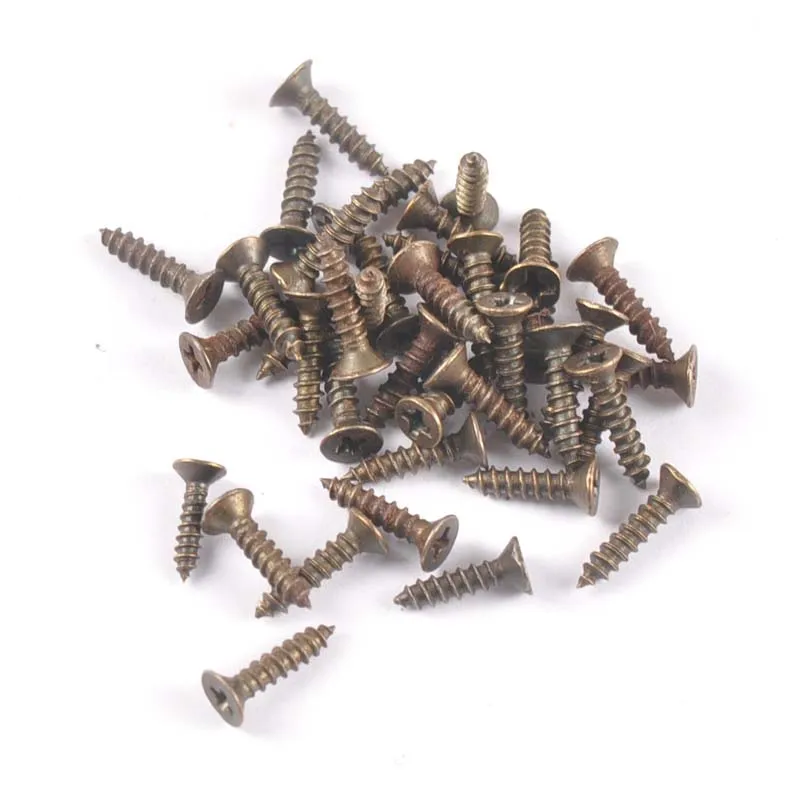 100PCS เงิน/ทอง/Bronze แบนหัวสกรูช่างไม้สกรูขนาดเล็กเฟอร์นิเจอร์ไม้กล่องอุปกรณ์ฮาร์ดแวร์ Cp2421