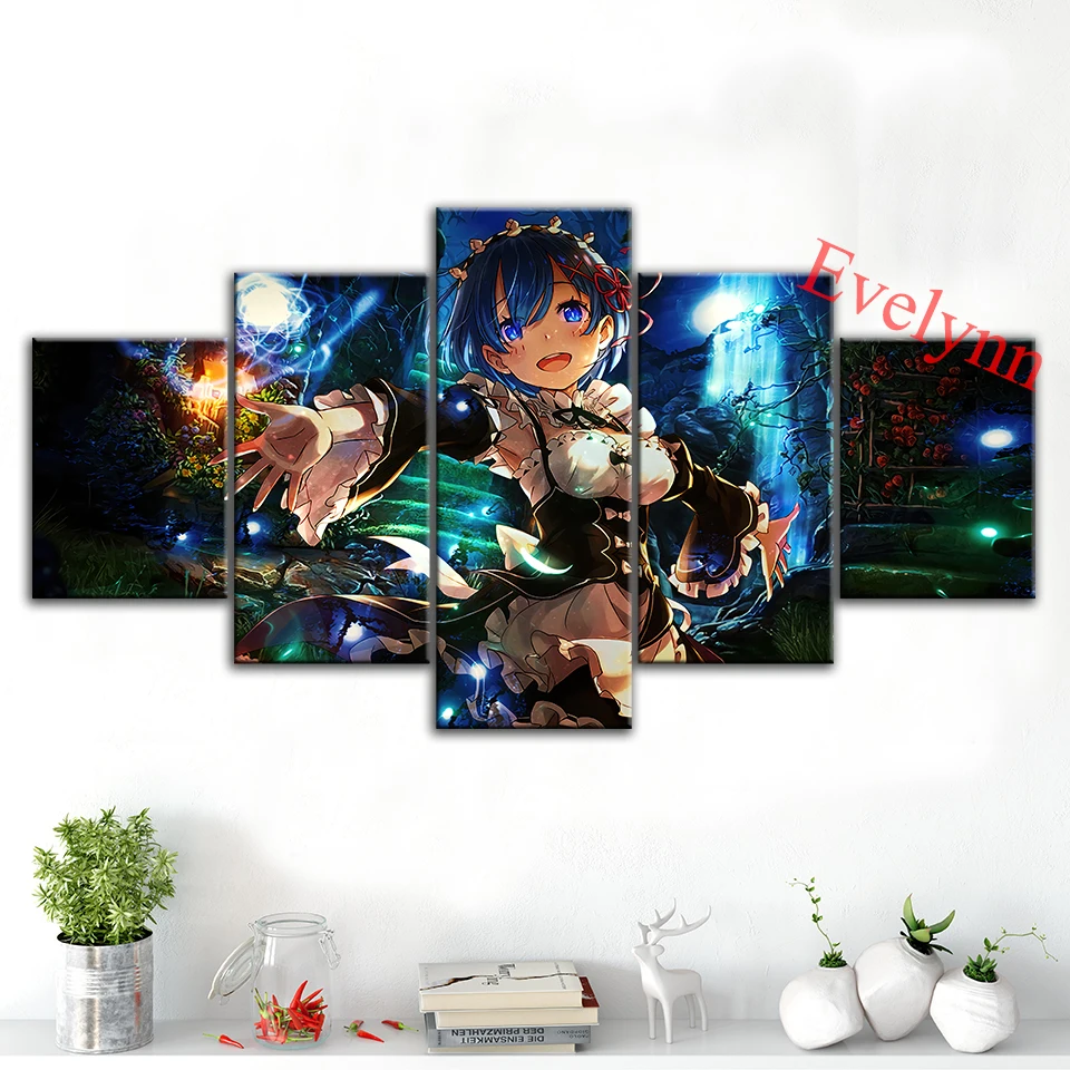 

5 Pieces Anime Poster Girl Zoro Home Decor Painting Modern Canvas Nordic Wall Art Print Modular Pictures For Living Room Frame