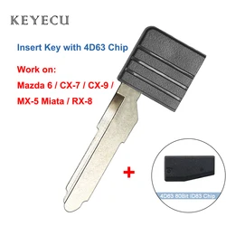 Keyecu Uncut Smart Prox Card awaryjne ostrze puste wstaw klucz wih 4D63 Chip dla Mazda CX-7 CX-9 MX-5 RX8 2006 2007 2008 09 2010