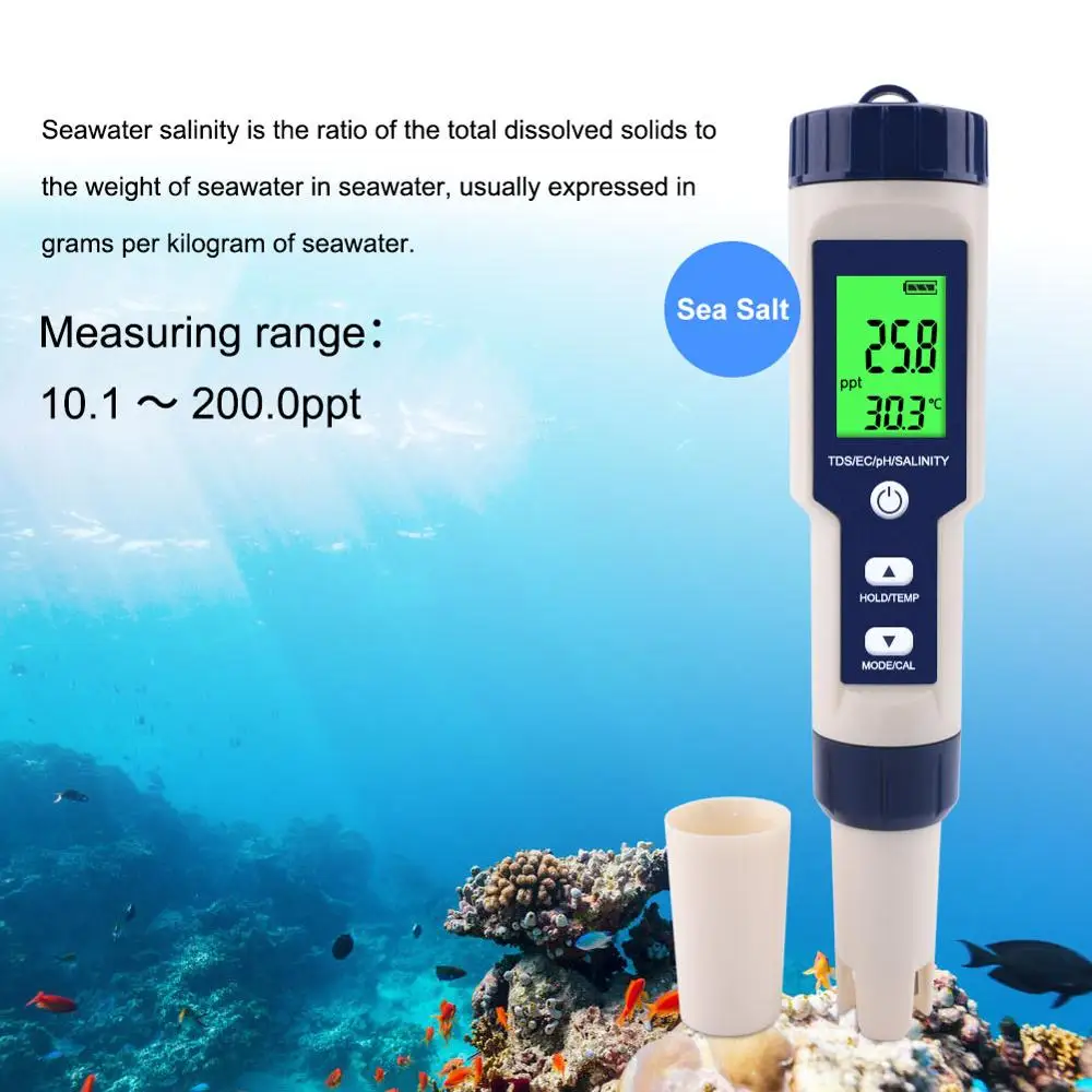 Высокоточный цифровой кухонный измеритель солености морской воды, измеритель содержания соли, слюнявчик для еды, сельского хозяйства, рыбн...