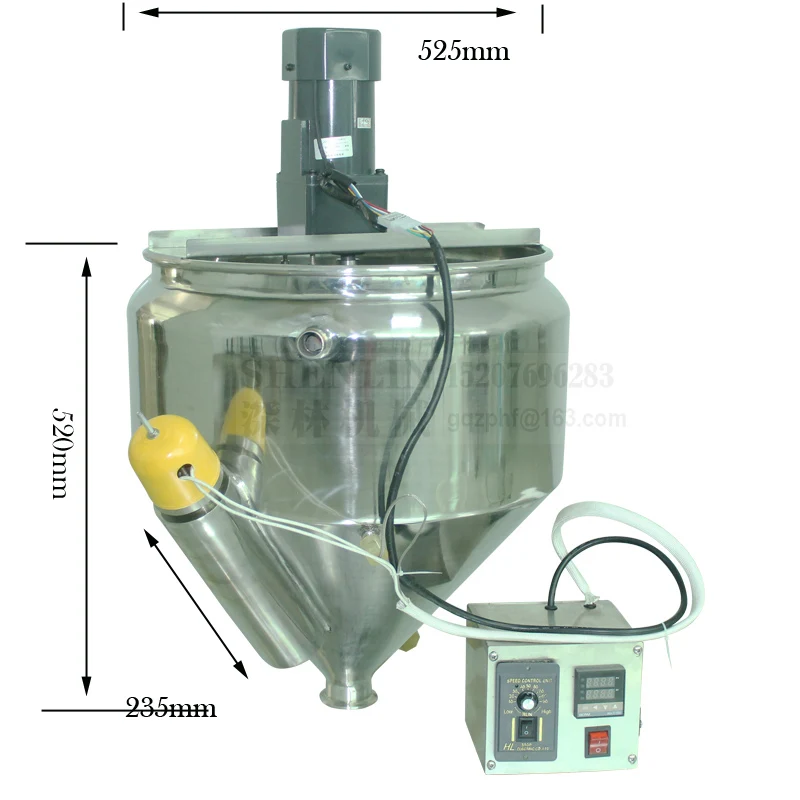 SS304 Hopper with mixing and heating function 2 layer hopper mixer heater machine material process equipment for filling machine