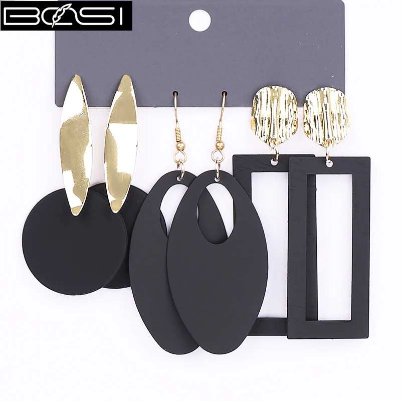 BOSI Women set earrings fashion jewelry drop earrings set bohemian Metal long earrings black simple earring girls boho wholesale