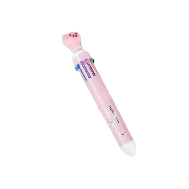 12 Stuks Nieuwe Pig Tien Kleur Balpen Cartoon Student Briefpapier Leuke Multi Color Balpen Gel Pennen