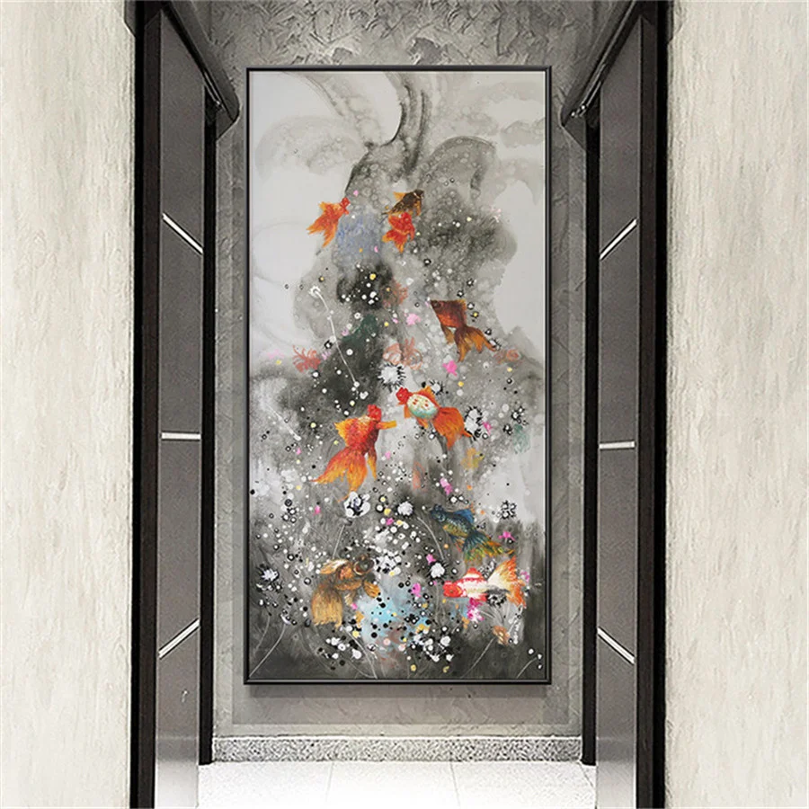 Hand-made Chinese style special-shaped diamond painting wealth goldfish carp koi rich canvas canvas artist home wall decoration